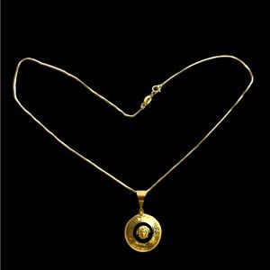 Necklace solid gold 10k Versace charm and solid gold chain 10k great deal